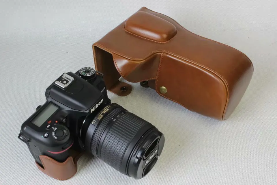 Черный/коричневый/кофе кожаный чехол для цифровой камеры Nikon D7500 18-150 мм объектив с