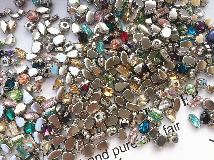 100 шт. кнопки Стразы различной формы с отверстием материал для шитья овальные