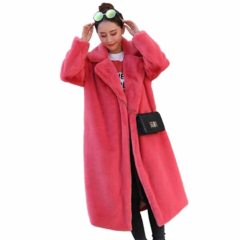 Новая модная шуба из искусственного кроличьего меха женская зимняя модель