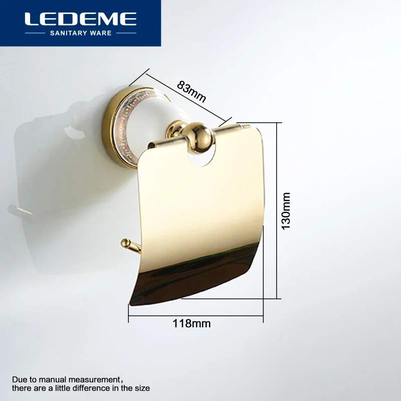 LEDEME Toilet Paper Holder Ceramic Heavy Duty Suction Wall Mount Toilet Tissue Paper Holder Bathroom Roll Paper Holder L3603G
