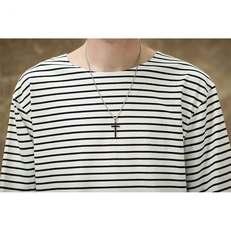 Футболка мужская свободного покроя в полоску брендовая тенниска стиле High Street