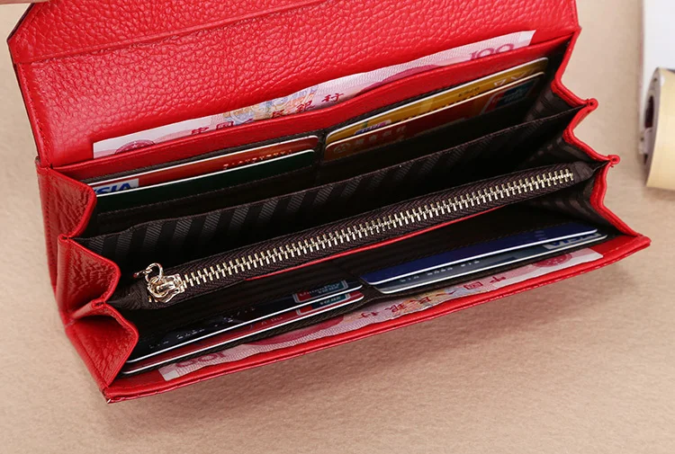 Женщины из натуральной коровья кожа сцепление кошельки Леди патент портмоне |