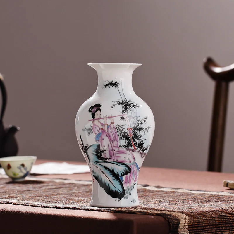 Белая Керамическая Настольная Ваза Цзиндэчжэнь винтажный китайский стиль