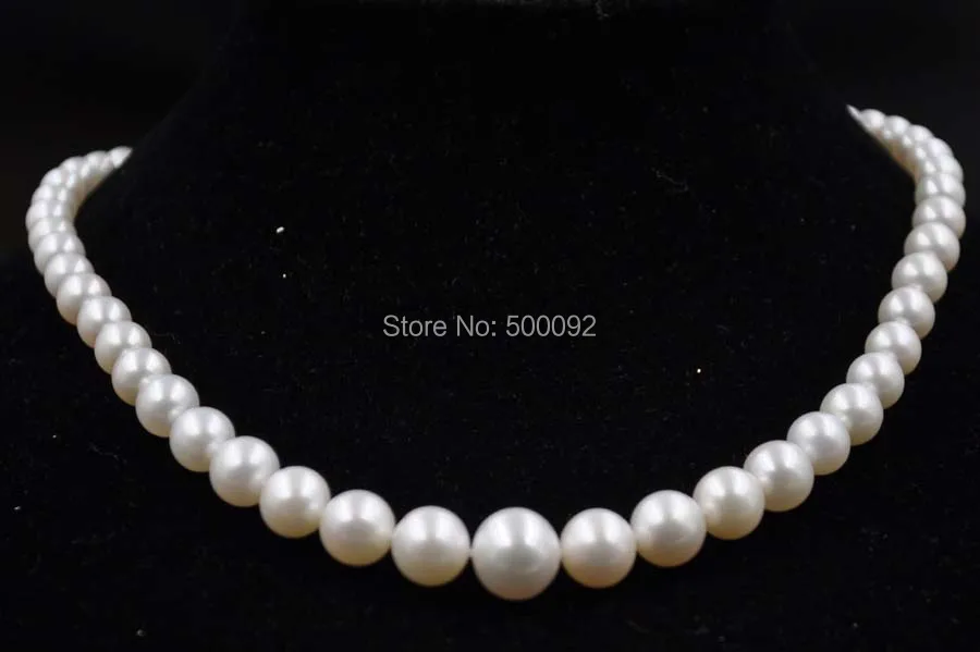 ?? 送料無料見事な 7-12 ミリメートルラウンドホワイト養殖真珠のネックレス 14 キログラム