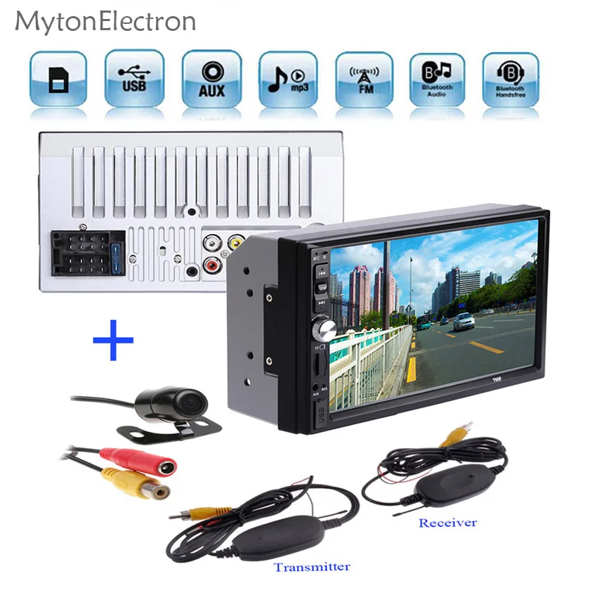 Автомобильная Беспроводная парковочная камера заднего вида + 2 DIN Bluetooth аудио 7