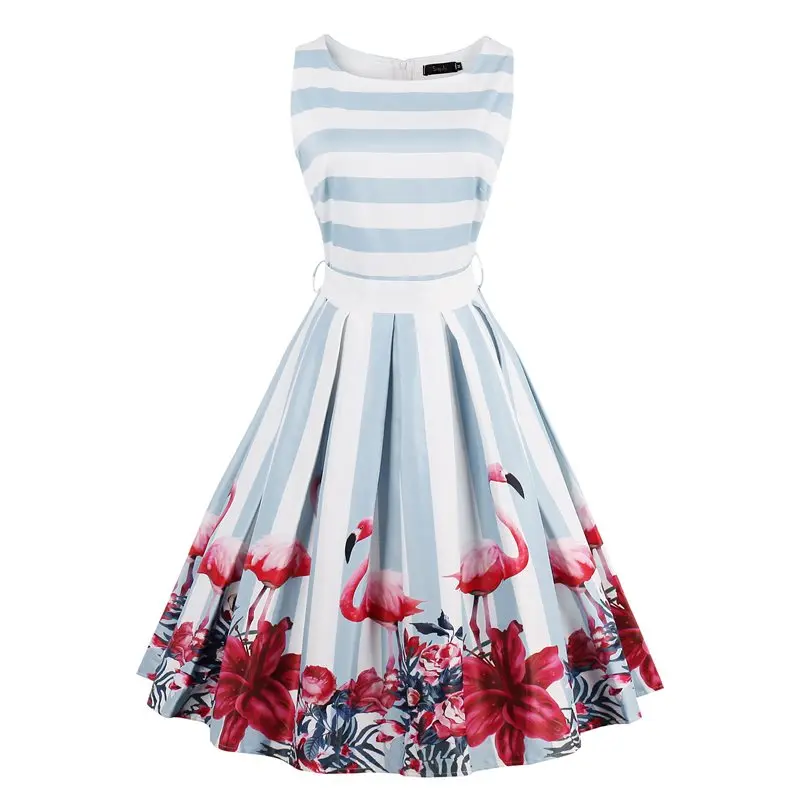 Летние винтажные Элегантные Синие милые женские миди платья больших размеров