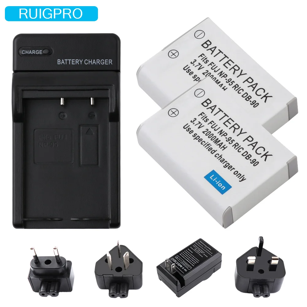 2 шт. NP-95 NP95 Li-Ion Батарея + ЖК-дисплей Зарядное устройство для ЖК-дисплея с