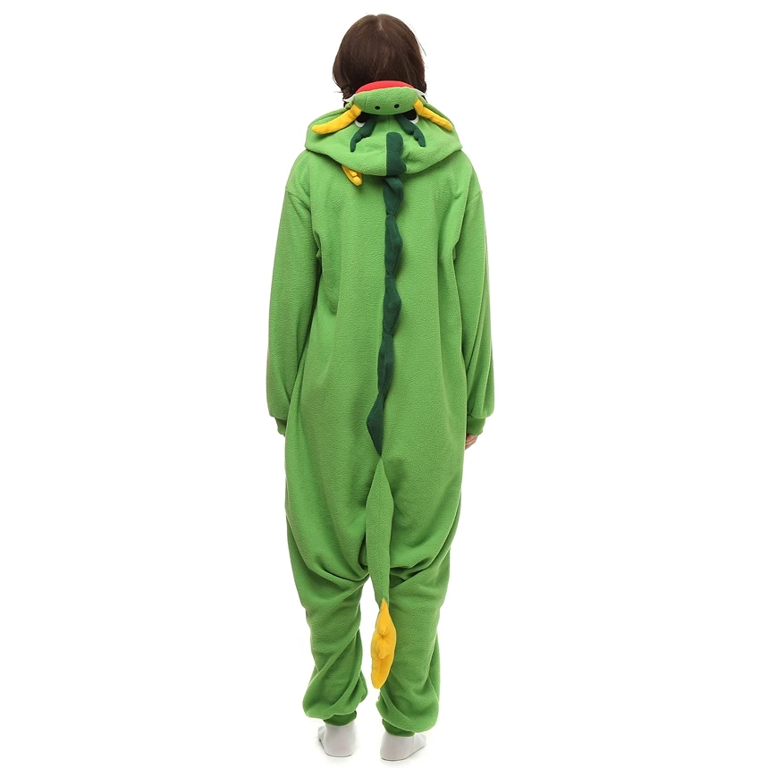 Взрослые флис Kigurumi Китай костюм дракона мультфильм животных Комбинезоны пижамы Хэллоуин карнавал-маскарад Вечерние комбинезон