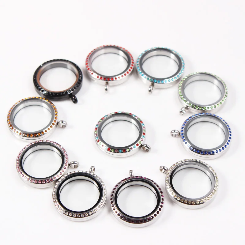 12 видов стилей 30 мм нержавеющая сталь винт плавающий медальон с Стразы памяти