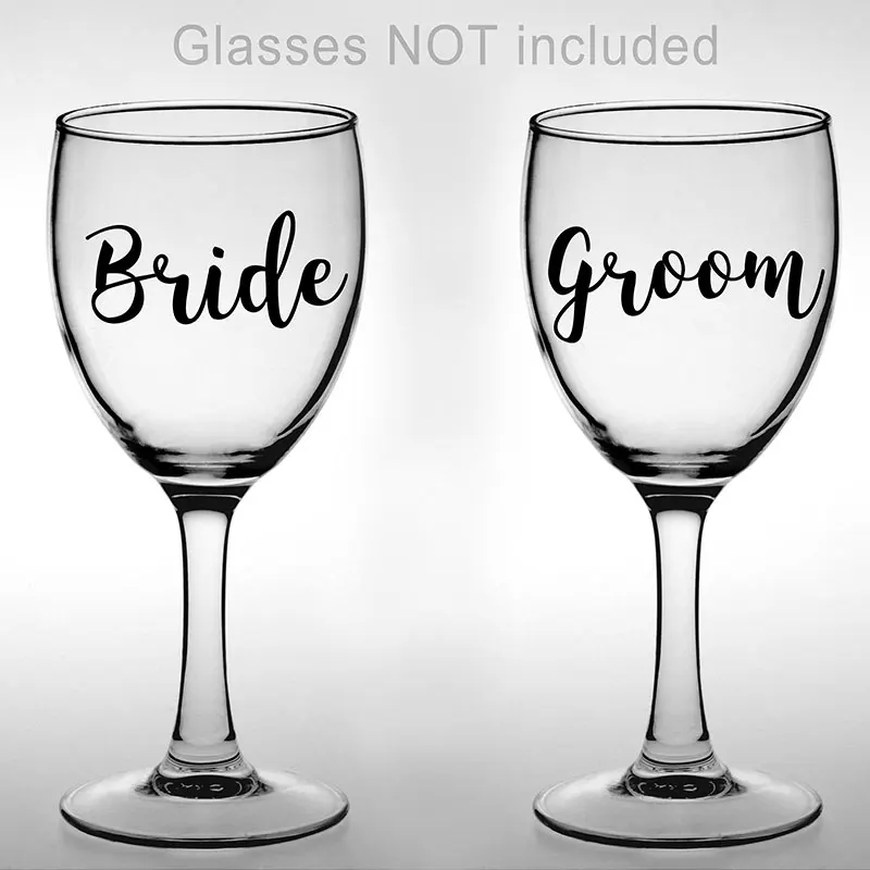 Bride groom 10 шт./компл. свадебные наклейка вино Стекло es Стикеры в виде жениха и невесты, его ее, ваша свадьба Декор подарок Шампанское Стекло Viny Наклейка WE01 - Цвет: Bride groom