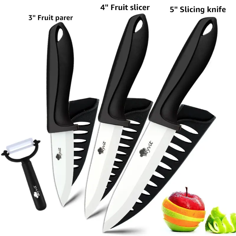 black 345 inch Myvit керамический нож 3 4 5 6 дюймов, кухонный нож, нож для нарезки фруктов, овощей, циркония, белое лезвие, поварские ножи - Цвет: black 345 inch