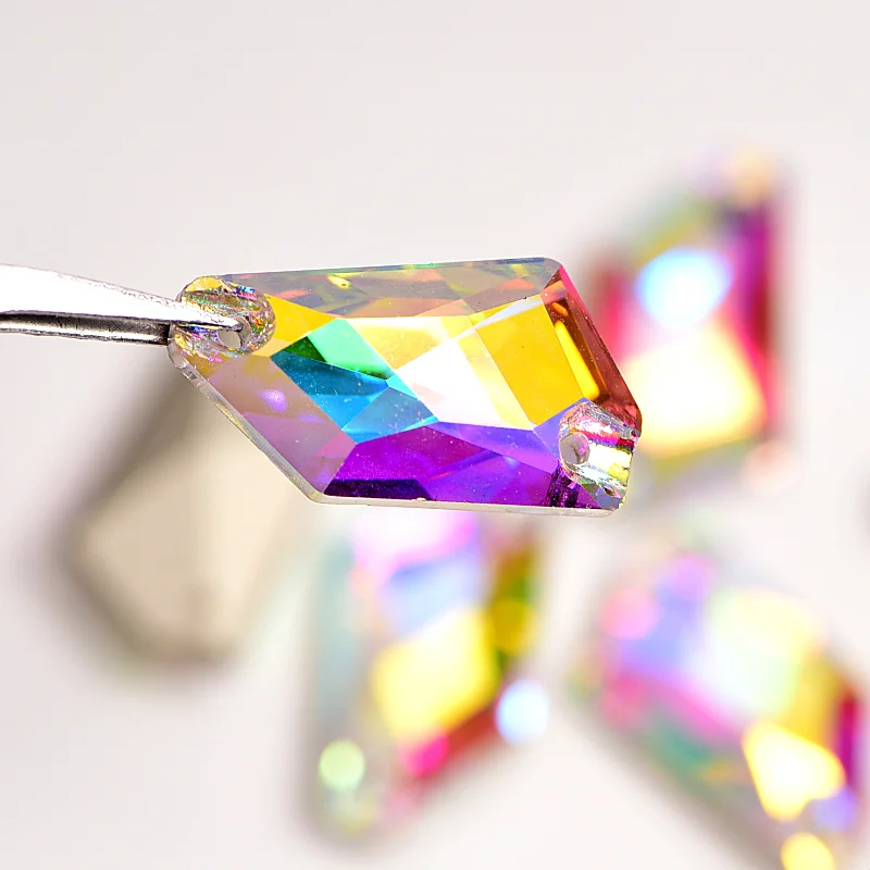 AAAAA Quality 24pcs 12x24mm Sew On Rhinestones Crystal AB Colorful Glittering Sewing Stones for DIY Garments Wedding Dress B1227 | Дом и сад