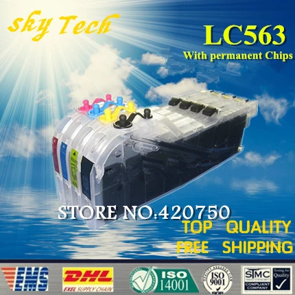 Заполняемый картридж с полными чернилами подходит для Brother LC563XL MFC J2510 J2310 J3720 J3520 и