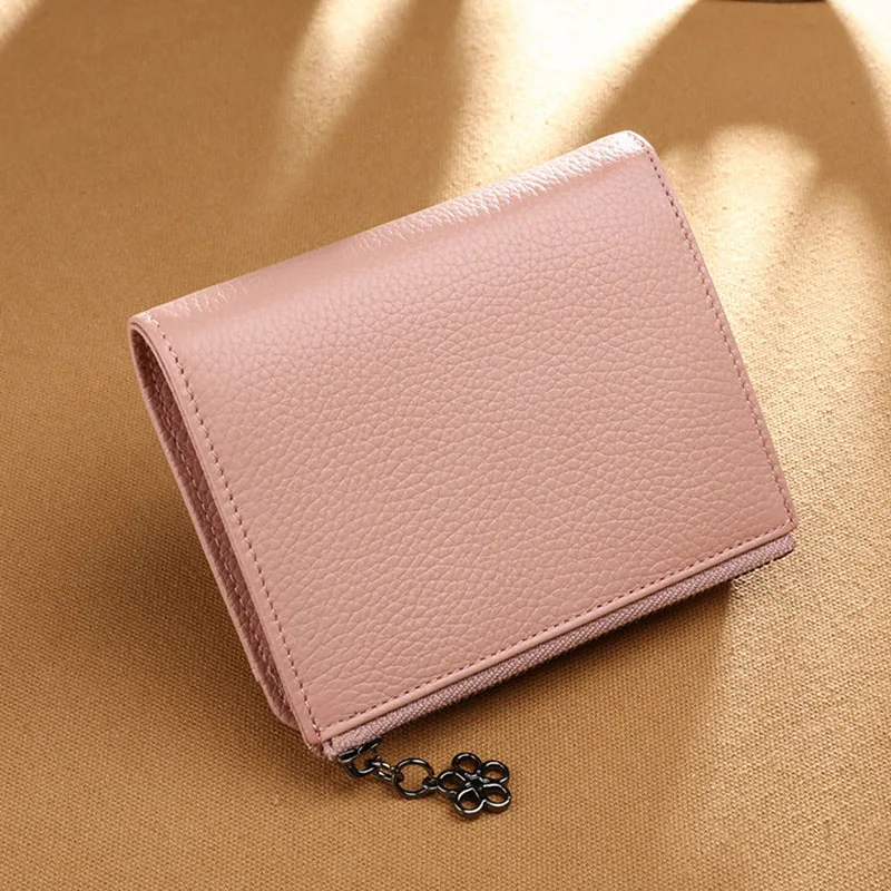 Модный женский тонкий кошелек из натуральной кожи короткий коровьей женские