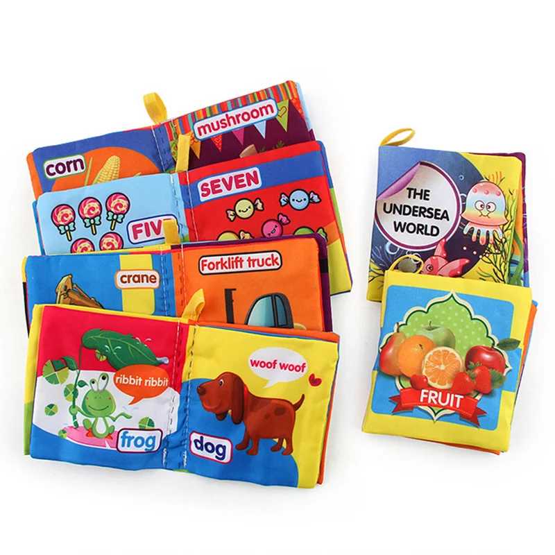 

Baby Intelligence Development Cloth Book Soft Rattles Baby Kids Bed Cognize Activity Book Educational Toy Cute Cartoon Book P20