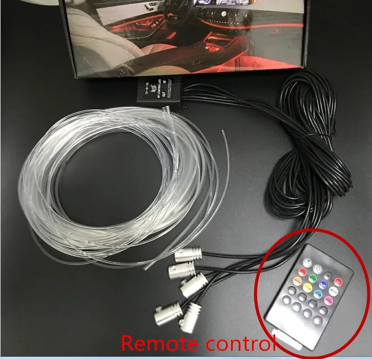 6m Remote control 6 м RGB светодиодный светильник для салона автомобиля Многоцветный EL неоновый светильник с полосками звук активный Bluetooth телефон контроль атмосфера светильник 12 В - Испускаемый цвет: 6m Remote control