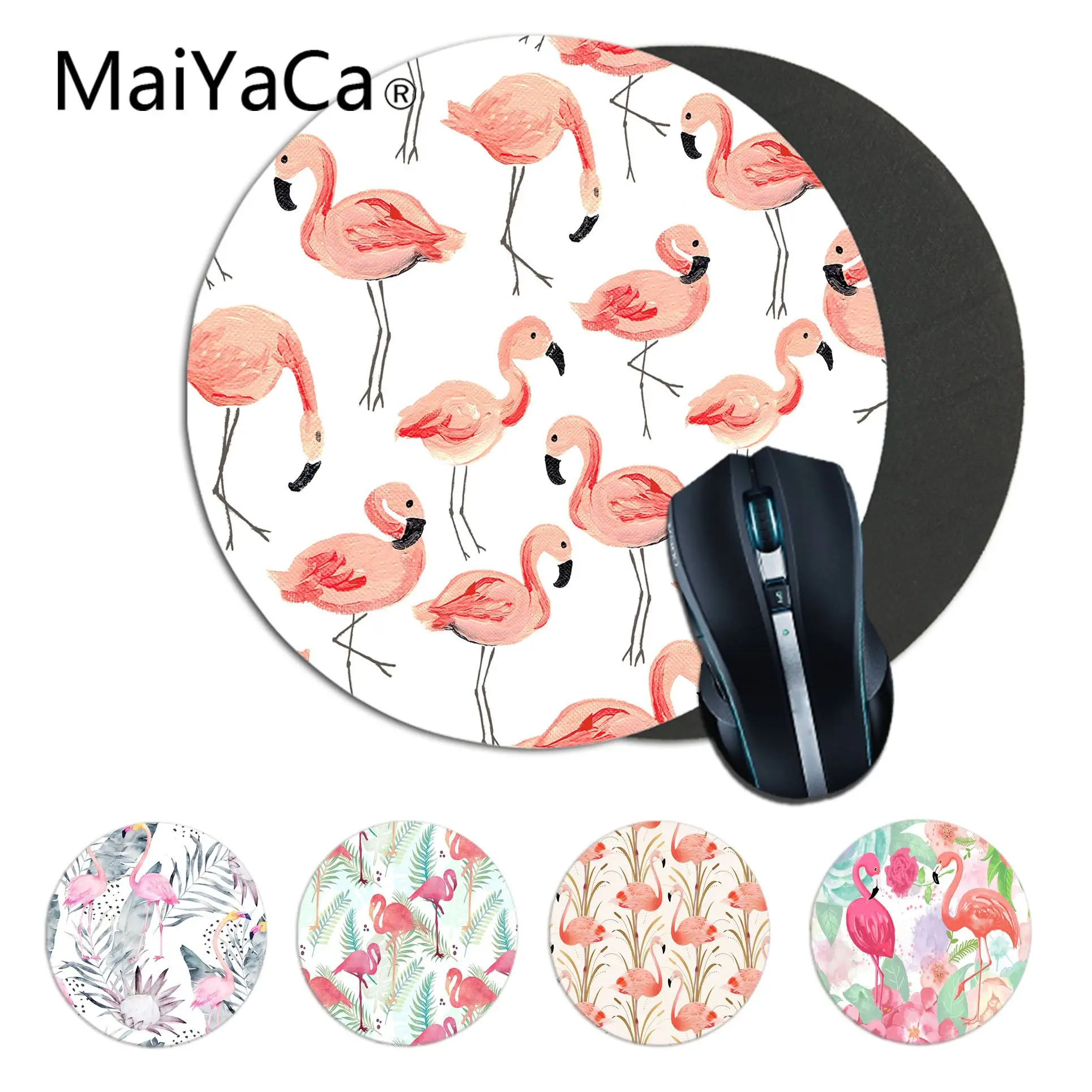 Maiyaca Розовый фламинго Офисная мышь геймерский мягкий круглый коврик для мыши