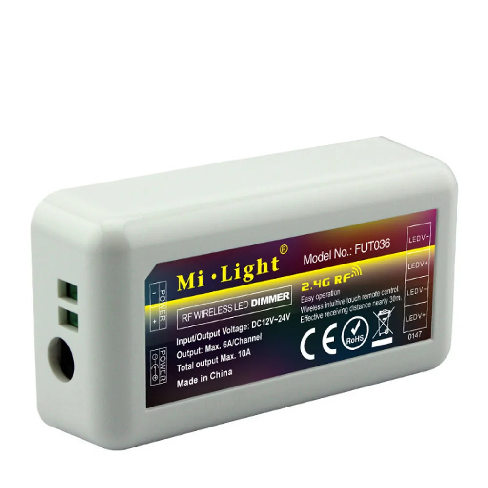 Milight FUT036 2.4GHz 4-Zone RGB Led Strip Controller 6A/Channel 12~24V Wireless Total output Max 10A Free Shipping | Освещение