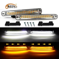 okeen 2pcs car led drl daytime running light drl yellow sequential flowing turn signal light super white drl fog lamp 12v drl