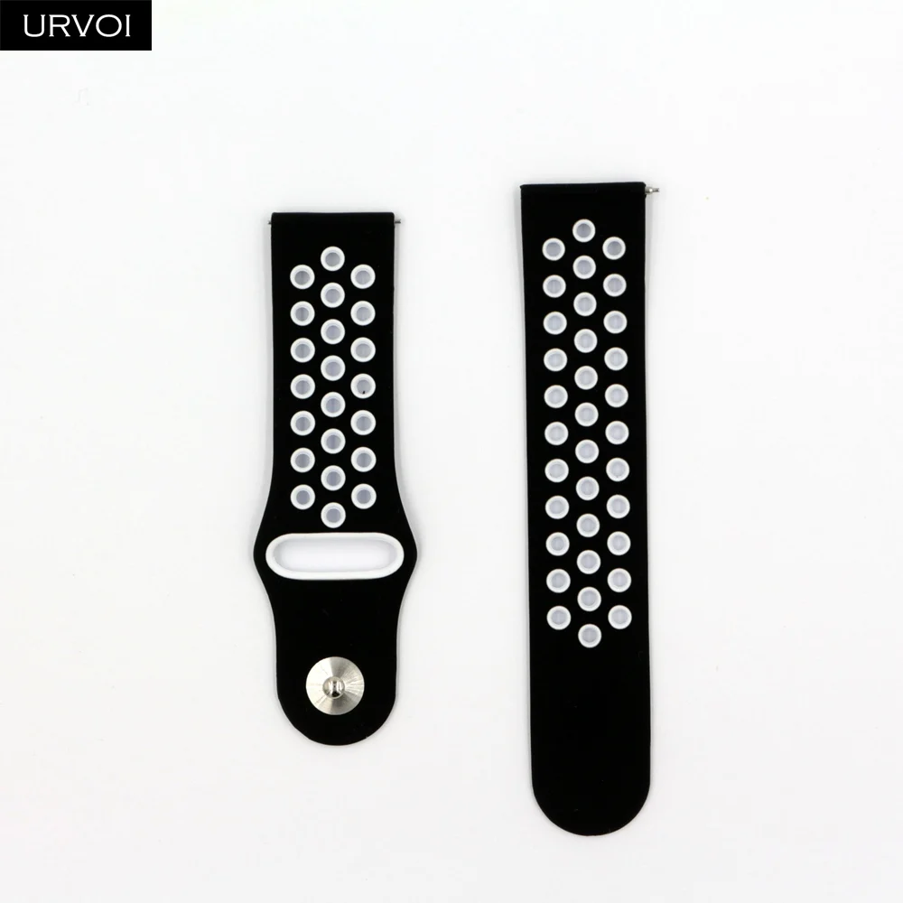 Black White URVOI 22/20 мм длина браслета для Galaxy Watch Active/42/46 мм шестерни спортивный силиконовый ремешок для HUAWEI Aquick выпуск шпильки Мягкая замена - Цвет ремешка: Black White