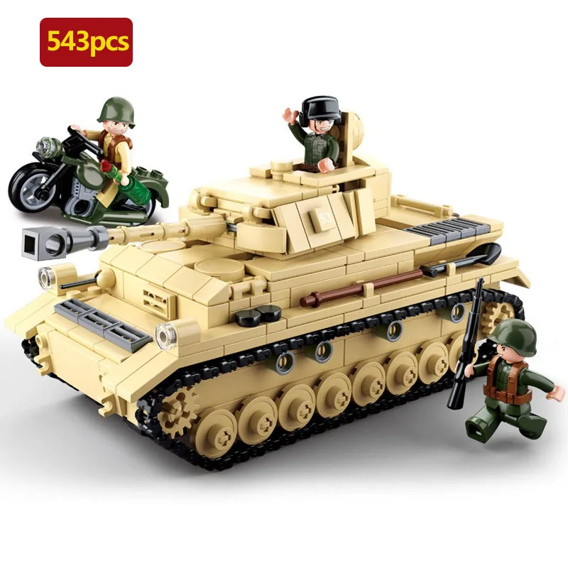 Строительные блоки для детей 543 шт. мировая Военная серия модель World War tank Германия