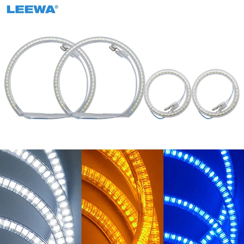 LEEWA 2X72mm 2X131mm автомобильные SMD светодиодные кольца с ореолом ангельские глазки DRL фара для Hyundai Getz (02-05) белый/синий/желтый # CA3712