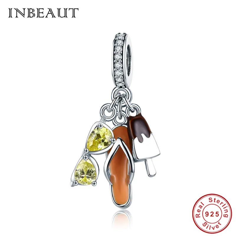 INBEAUT/925 пробы Цвет серебристый желтый Пляжные шлепанцы для очков Летние