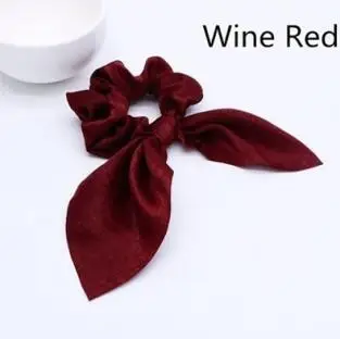 winered Модные женские резинки в форме кроличьих ушей, банты из шелковой ткани, конский хвост, эластичные резинки для волос, аксессуары для волос - Цвет: winered