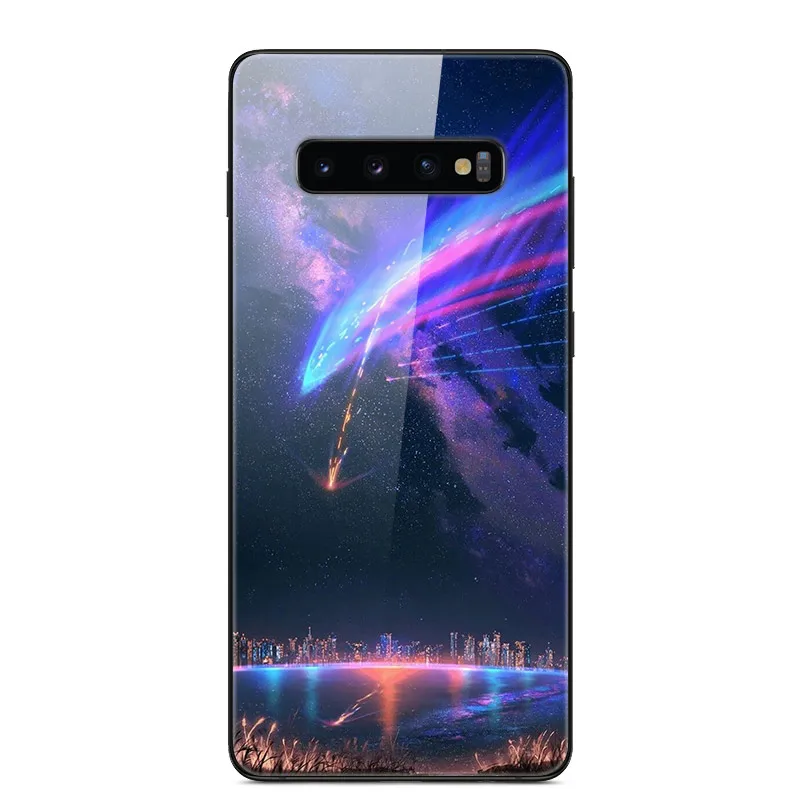 02 Чехол для samsung Galaxy S10 S10Plus, чехол из закаленного стекла для телефона, черный Чехол-бампер из ТПУ для samsung S10 Plus S10E S10+ s 10 - Цвет: 02