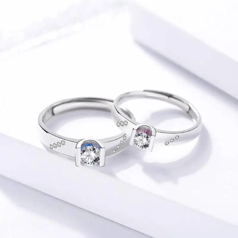 S925 серебряные ювелирные изделия японский и корейский Циркон парные кольца |