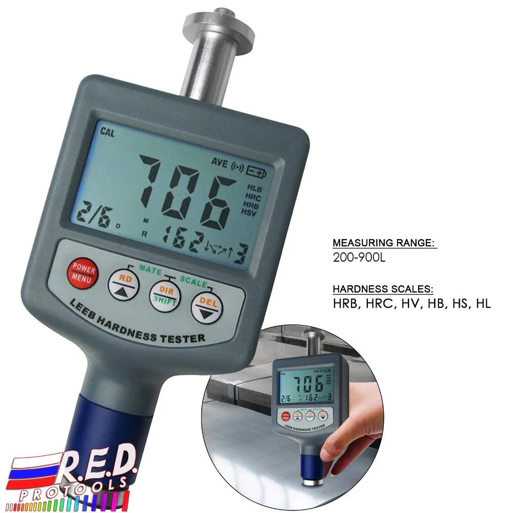 

Portable Palm Digital Rebound Leeb Hardness Tester Gauge Meter for Metal Steel Stainless Cast Iron 200~900L Range 50 Data Memory