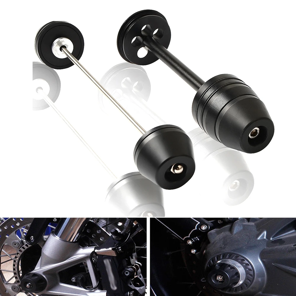 

Black Silver Motorcycle Front Rear Refit Wheel Fork Axle Sliders Cap Crash Falling Crash Protector For BMW R NINE T 2013-2018