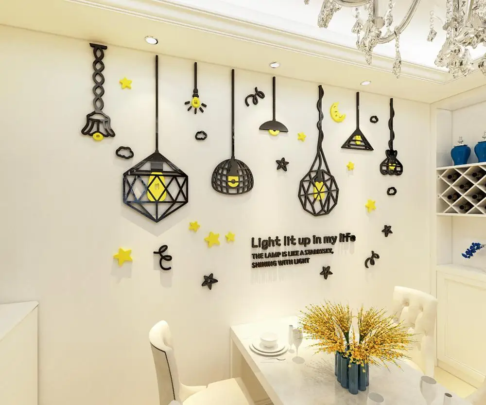 Самодельная креативная лампа 3d акриловая Настенная Наклейка s современный