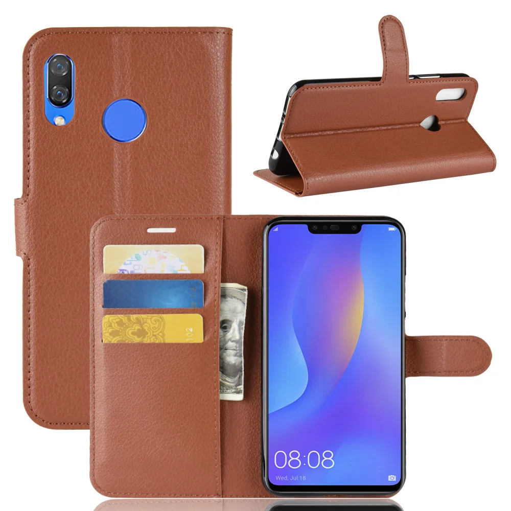 Для Huawei P Smart плюс Psmart + чехол INE LX1 LX2 6 3 дюймов nova 3i Личи портмоне с откидной крышкой