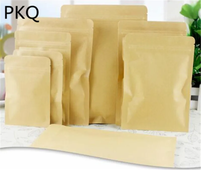 10 шт. 9*14 см плоская подошва крафт-бумага Ziplock сумка маленькие бумажные подарочные