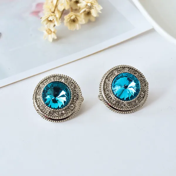 Round Cute Girl Crystal Glass Ear Clip Without Piercing Earrings Jewelry | Украшения и аксессуары