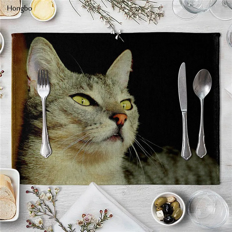 Кошка Собака узор из хлопка и льна подставка в стиле Вестерн столовых горячий