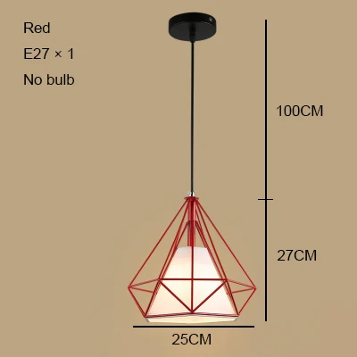 Type 15 no bulb Современный промышленный подвесной светильник в виде клетки, винтажная железная Подвесная лампа, лампа в виде бриллиантовой пирамиды, птицы, лофт, лампа для столовой, кухни - Цвет корпуса: Type 15 no bulb