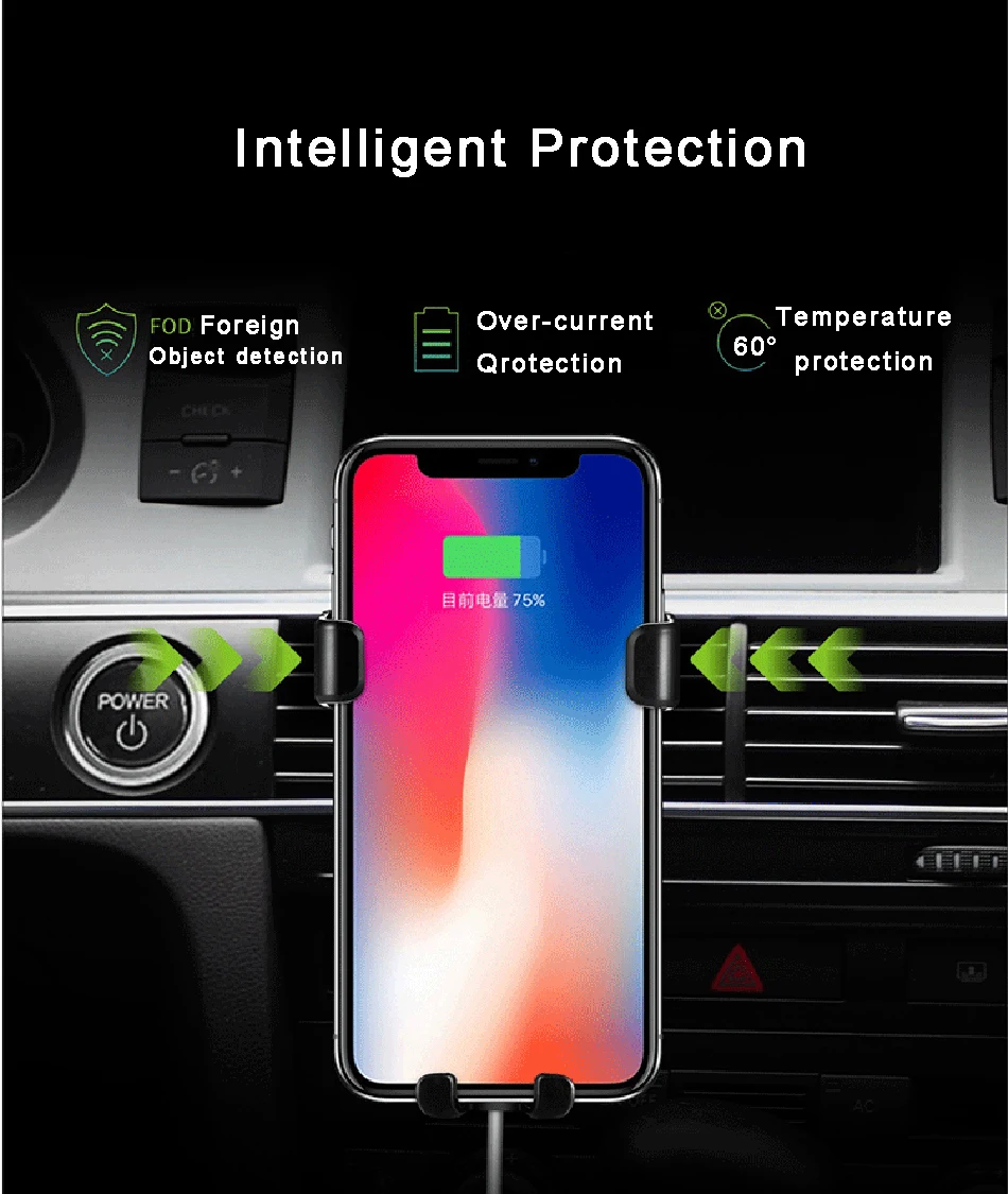 Мобильный телефон gps Автодержатель гравитационный смартфон Поддержка QC 3,0 Беспроводное зарядное устройство для автомобиля держатель для телефона в Автомобиле вентиляционное отверстие подставка