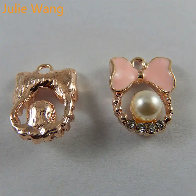 Julie Wang 10 шт. эмаль золотого тона розовый черный галстук сплав подвески мужское