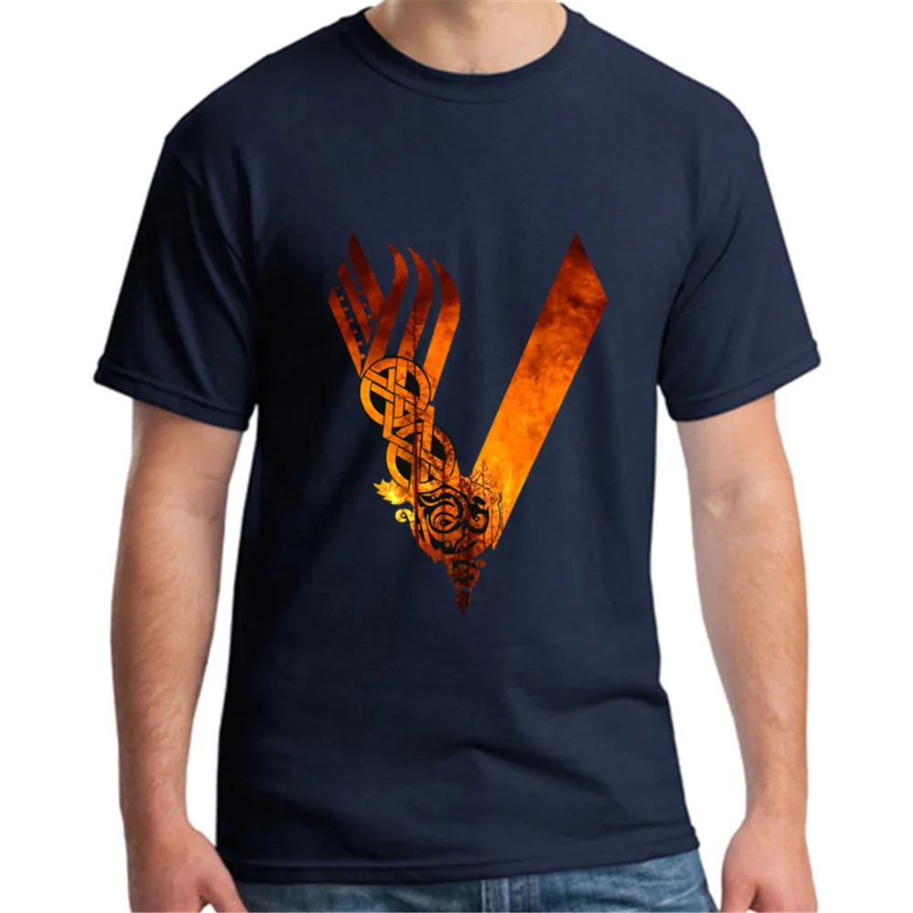 Мужская хлопковая футболка с V образным вырезом в стиле хип хоп|t shirt men|vikings t shirtsmen