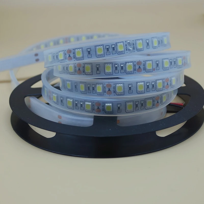 12V Светодиодная лента 5050 ip67 водонепроницаемая трубка 300led 5m RGB белая гибкая riboon