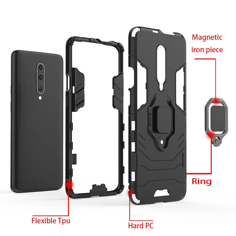 Armor Ring Case For oneplus 8 pro Magnetic Car Hold Shockproof Soft Bumper back Phone Cover one plus 7 7t | Мобильные телефоны и