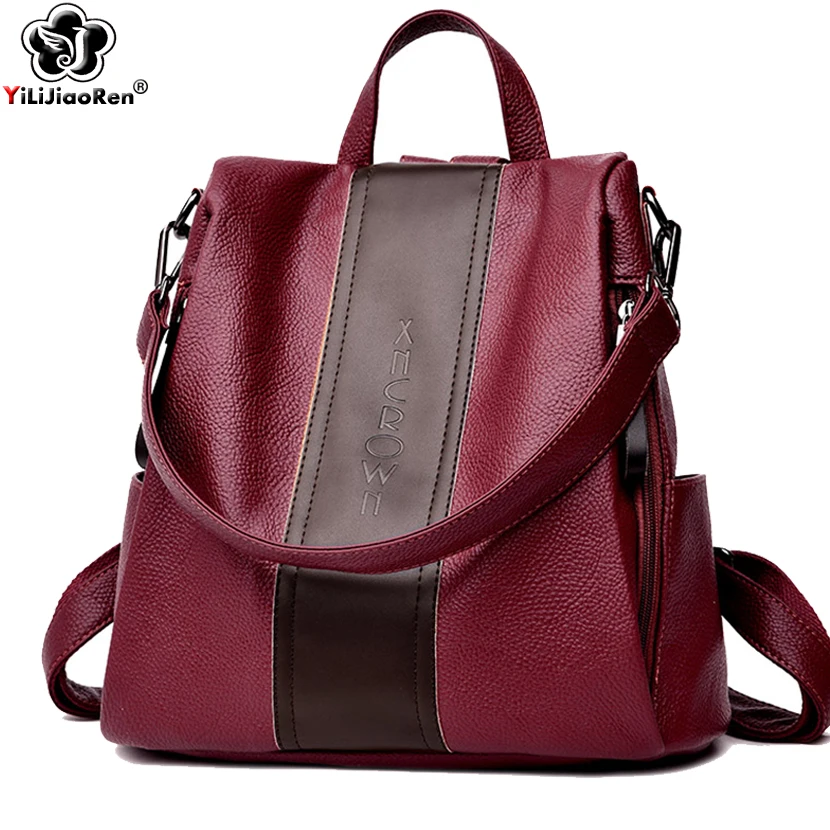 Модный женский рюкзак с защитой от кражи 2019 роскошный брендовый кожаный Женская