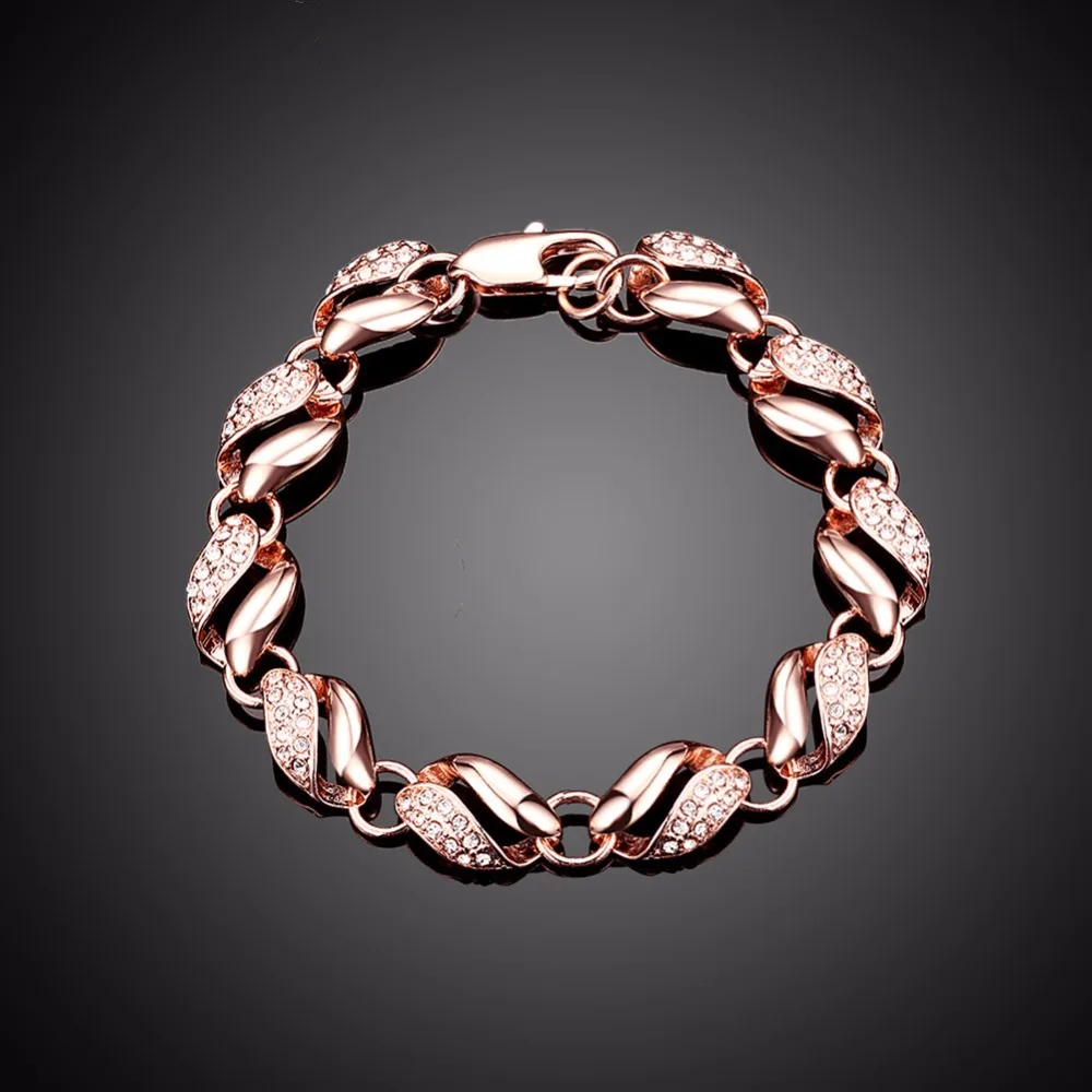 Модные новые брелок браслет для женщины 8 дюйм(ов) розовое золото горный хрусталь