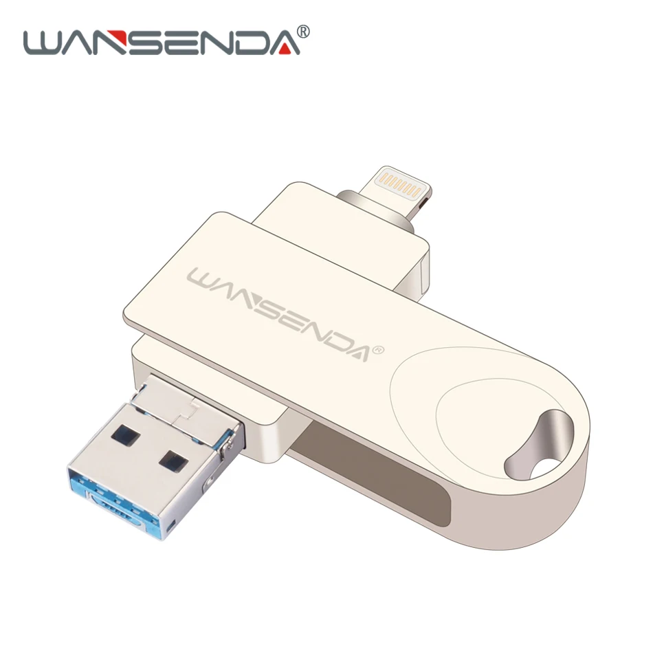 WANSENDA OTG USB флэш накопитель Вращающаяся ручка 128 Гб диск 8 ГБ 16 32 64 3 в 1 Micro Usb флешка 0