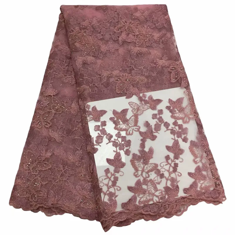 Новейшая синяя африканская кружевная ткань 3D рисунок бабочки высокого качества