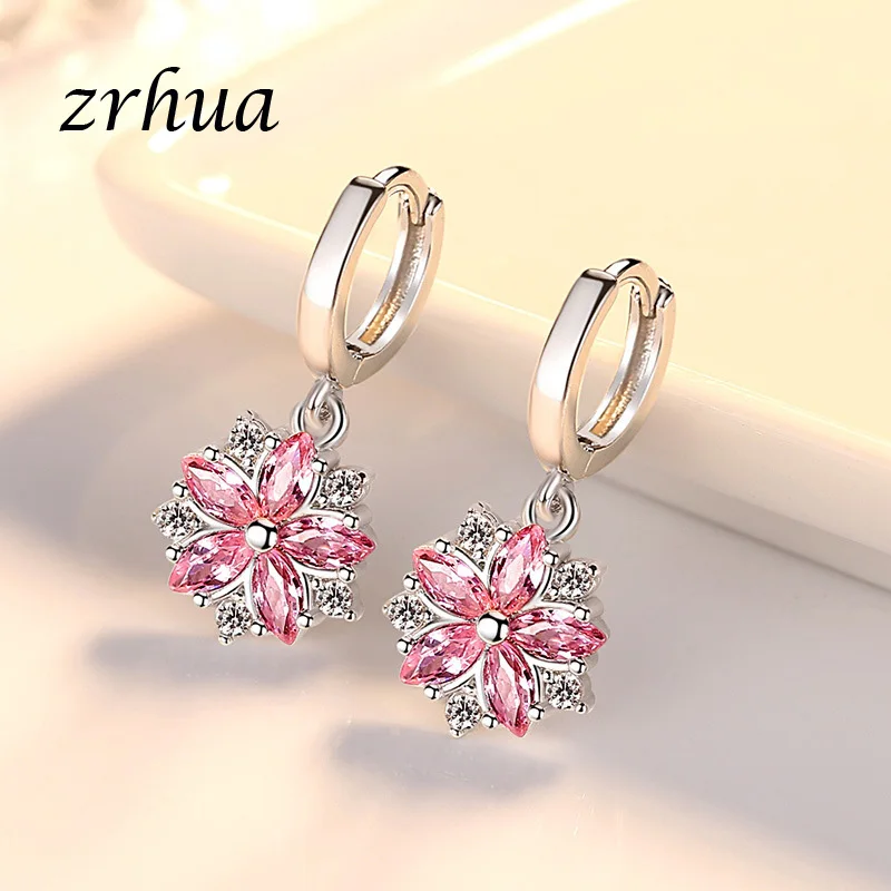 Женские серьги-подвески из серебра 925 пробы с фианитами | Украшения и аксессуары