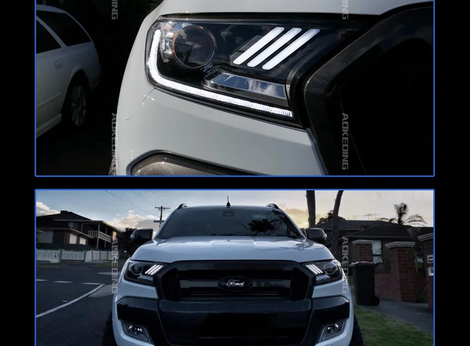 AKD брендовая головная лампа для Фар Ford Ranger- Everest светодиодный фонарь DRL динамический сигнал биксеноновый объектив двигатель
