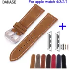 Ремешок для часов из натуральной кожи в стиле ретро для Apple Watch Series 4321, спортивный браслет 42 мм 38 мм 44 мм 40 мм, ремешок для iWatch